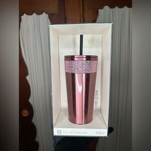 House of Harlow 1960 Rose Gold Bling Tumbler with Straw NIB